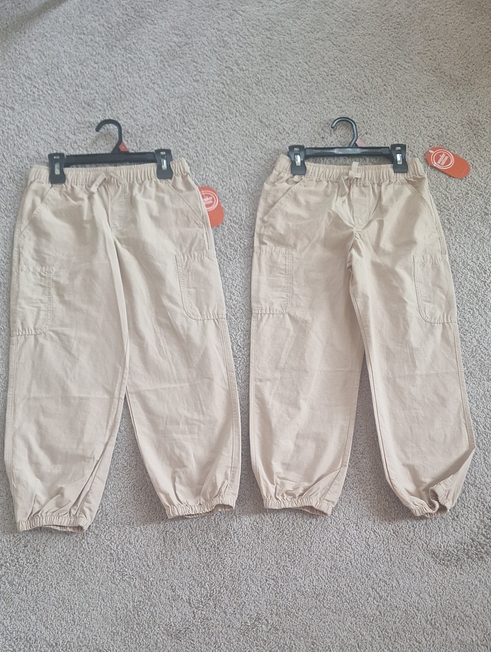 Wonder Nation Beige Elastic-Waist Cargo Jogger Pants for Kids Size 8